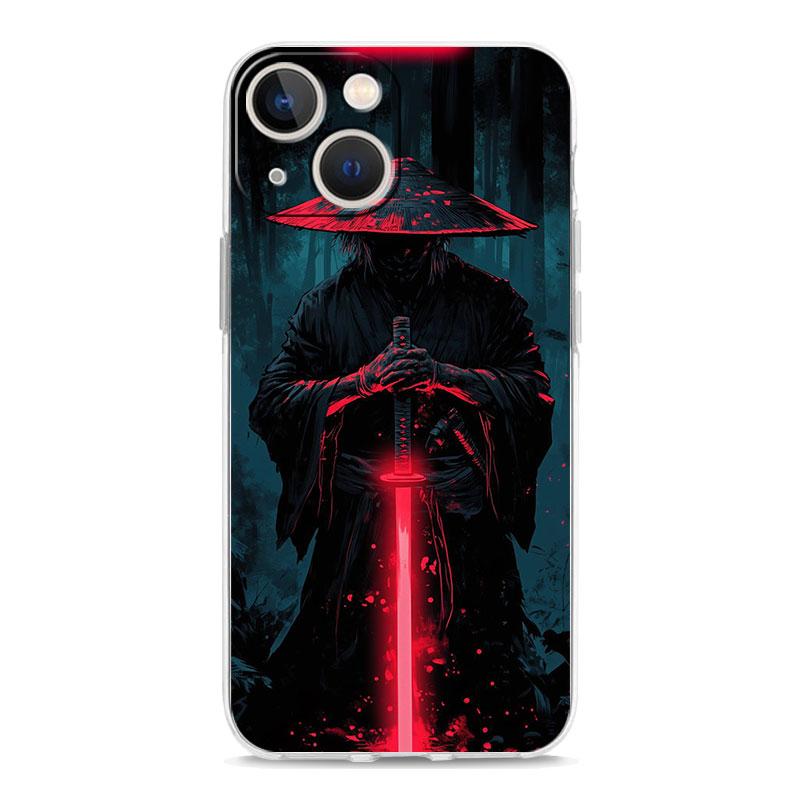 Чехол для телефона iPhone 17 Air Cases iPhone 16 15 12 13 14 Pro Max SE 7 8 Plus iPhone11 Прозрачный чехол Японский Бусидо Самурай