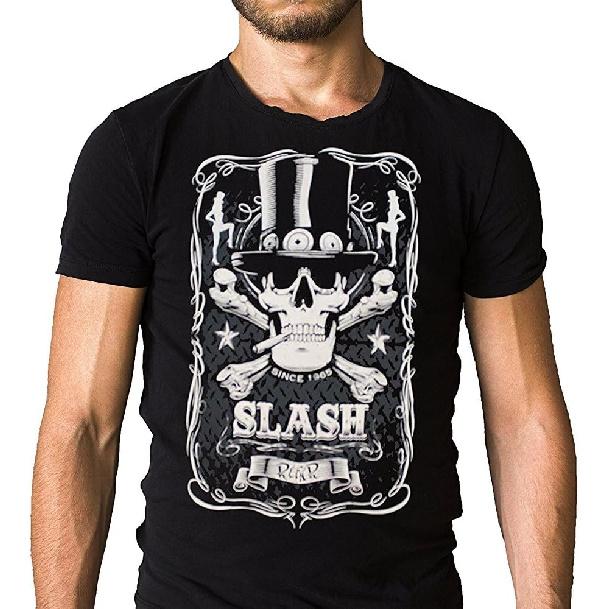 Мужская футболка Slash с принтом Slash, синяя, с вырезами