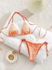 New European And American Special Fabric Water Pattern Swimsuit Women'S Swimsuit Strap-Up Sexy Bikini Set