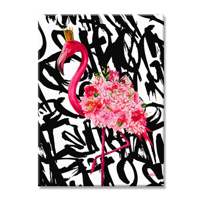 Скандинавское романтическое настенное искусство, розовый фламинго, граффити, художественная картина на холсте, постеры и принты, красивые фотографии животных для гостиной