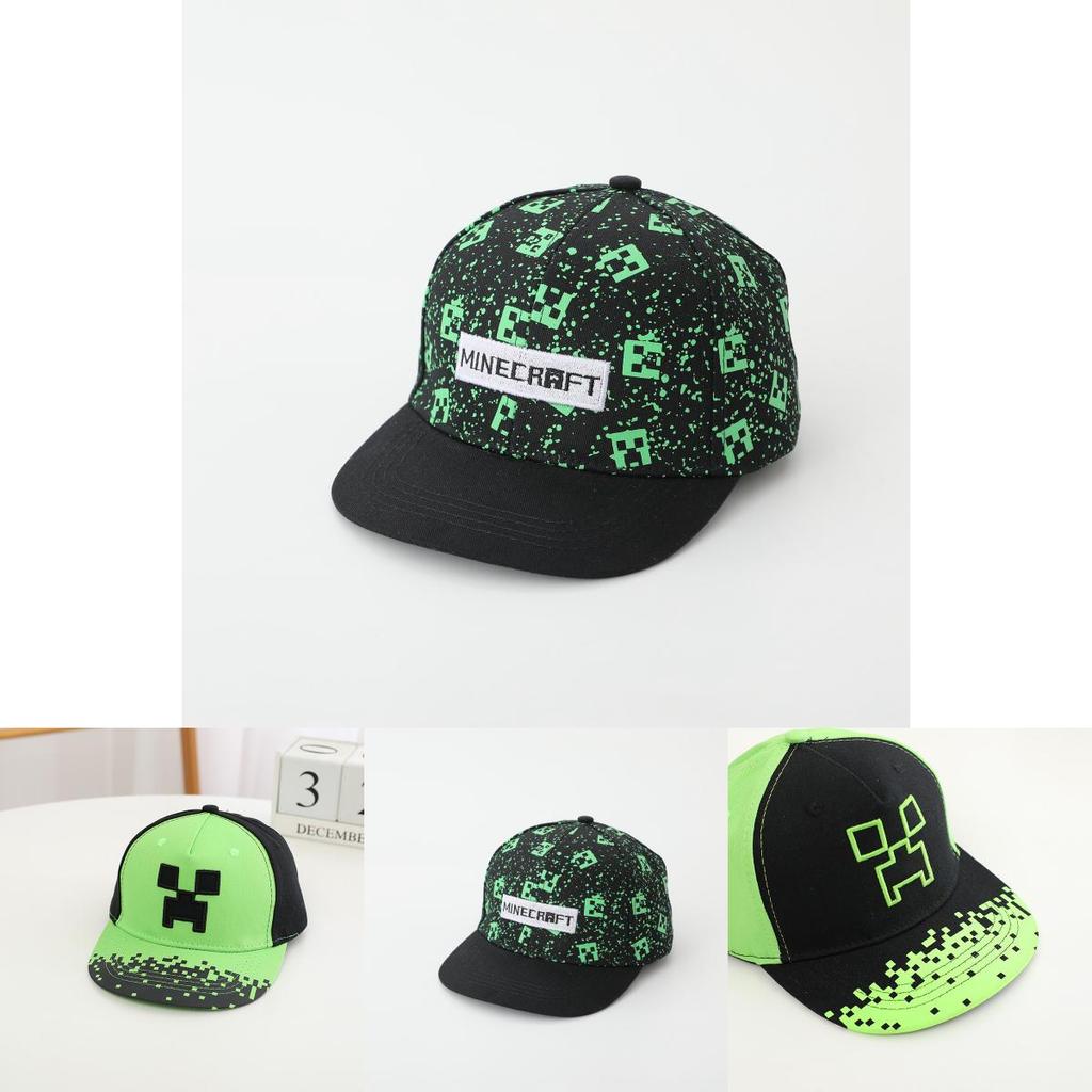 Minecraft Pattern Kids Baseball Cap With Sunshade Wide Brim For Summer Sun Protection
