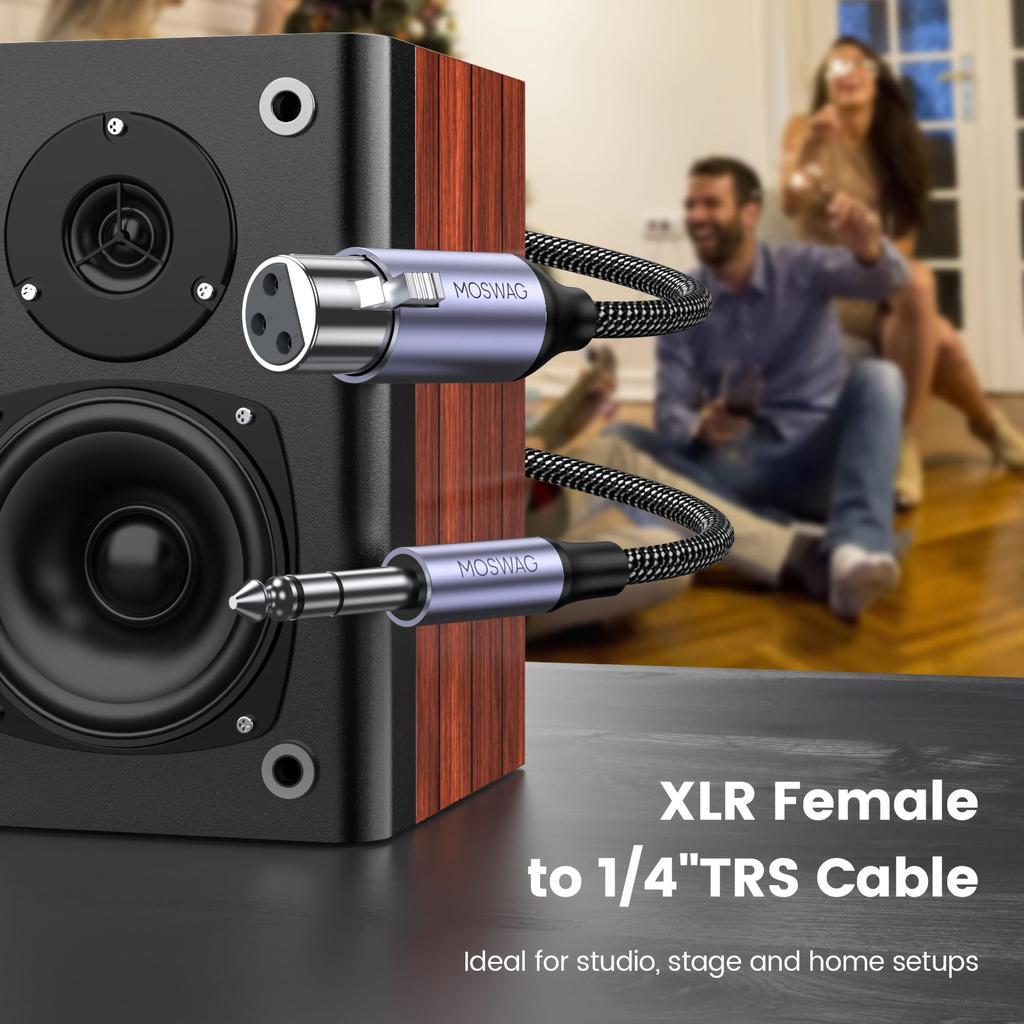 MOSWAG Male Cable Female Cable Совместим с CD Электронная гитара 6.35 мм TRS-XLR 6.6 футов, 6.35male-XLR Караоке, проигрыватель, пианино, динамик, усилитель,