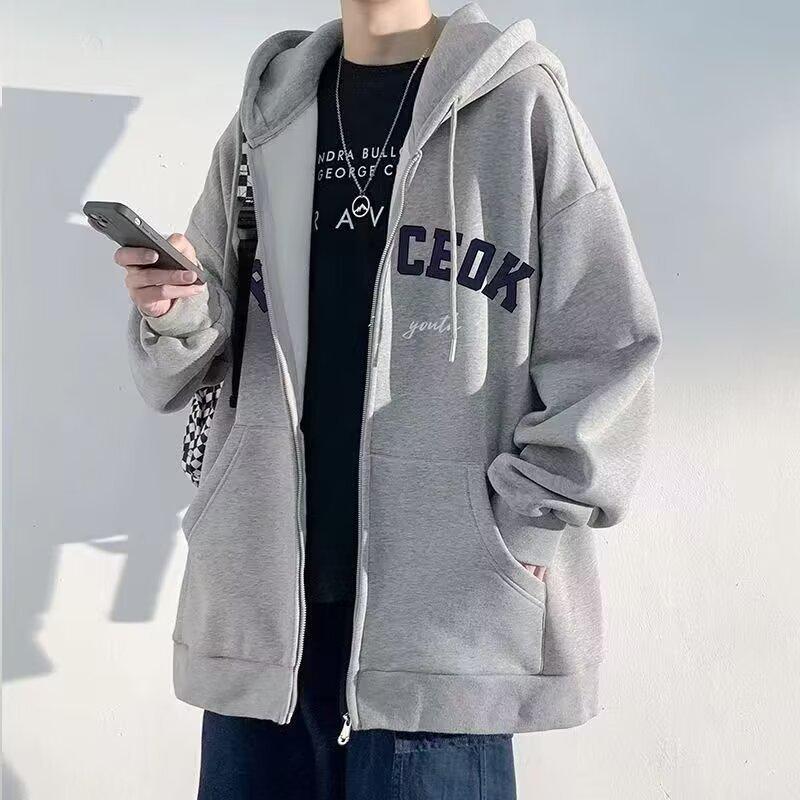 2024 Men's Trendy American Letterman Hoodie - Spring & Autumn Loose Fit Jacket