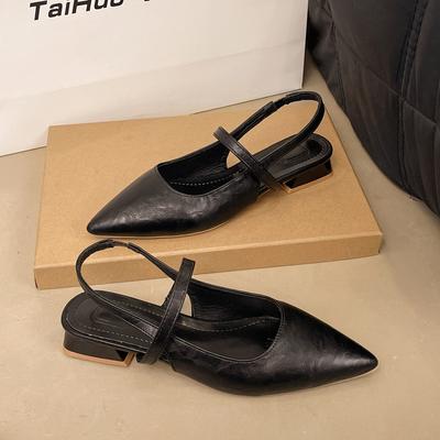 Роскошные летние женские сандалии с острым носком, с ремешком через пятку, мюли, элегантные женские туфли на низком каблуке для вечеринок стриптиза