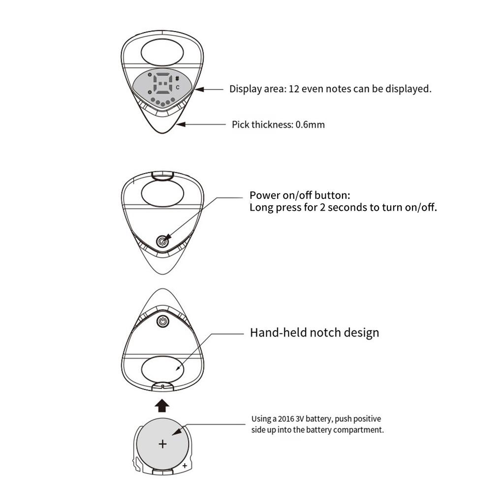 Тюнер для акустической гитары и укулеле со встроенной функцией медиатора для точной настройки укулеле и удобства переноски