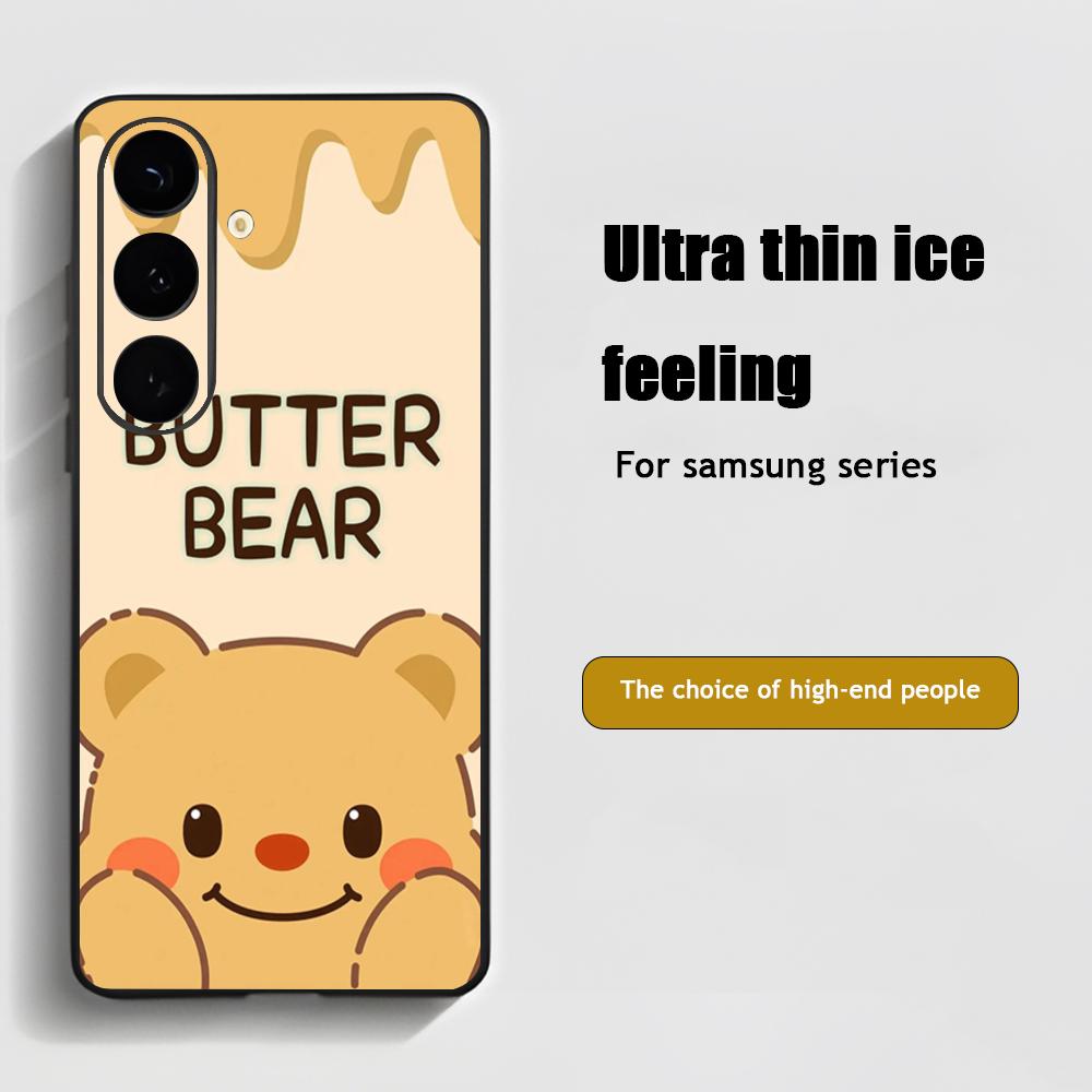 Brand B-Butter Bear Cartoon Phone Case For Samsung Galaxy S26 S25 S24 S23 S22 S21 Plus Ultra Note20 Soft Black