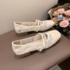 2024 Women's Lace Mary Jane Shoes Square Toe Ballet Flats Women's New Fashion Beaded Women's Shoes Spring Autumn