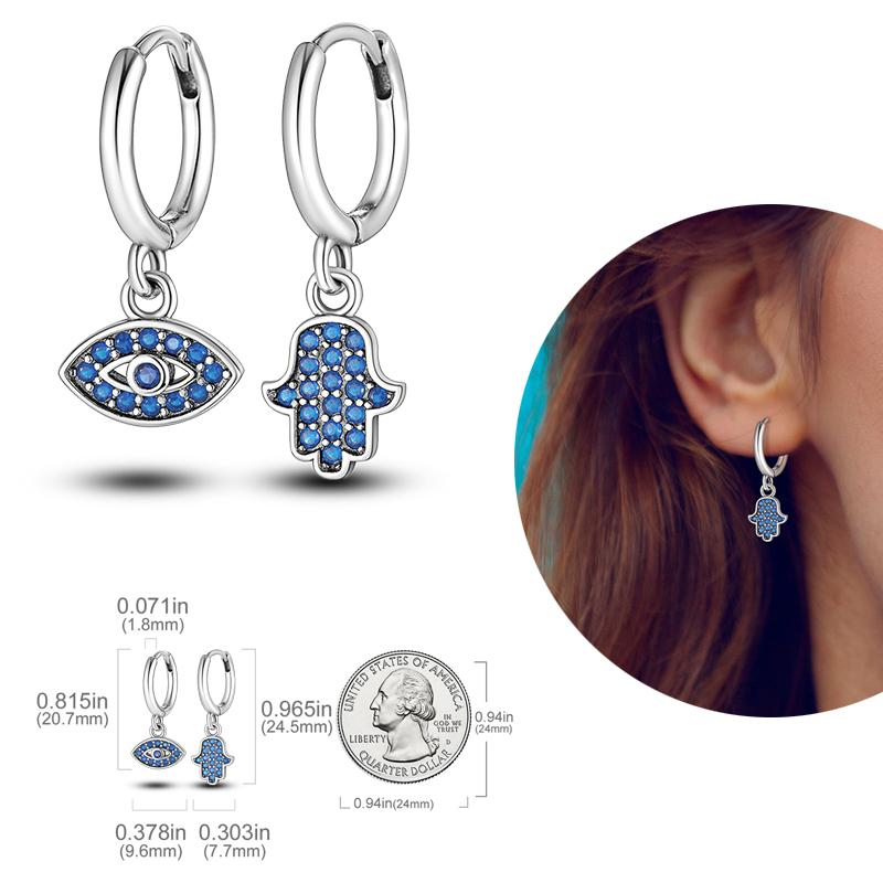 Silver Plated Women Hoop Earrings Fashion Pendientes Gift for Female Girl Sparkling Pave CZ U Heart Shape Star Moon Earring