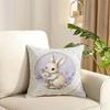 Easter Cushion Cover Reversible Plush Pillow Cover Soft Fluffy Home Decor for Sofa Bedroom
