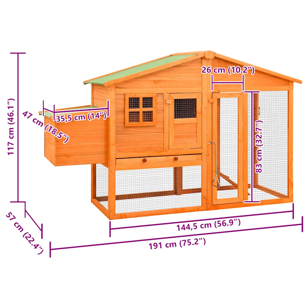 Chicken Coop with Nesting Box Pine Solid Wood