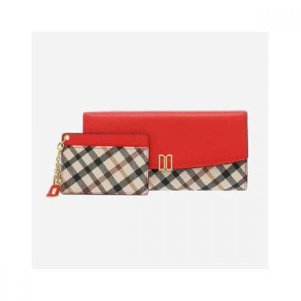 DakS Men S Red Check Colorblock 3 Fold Long Wallet Dcwa2f401r2