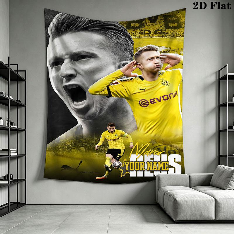 Custom Borussia Dortmund Wall Hanging Printed Fabric Blanket Decorative Tapestries for Bedroom Living Room Home Decor