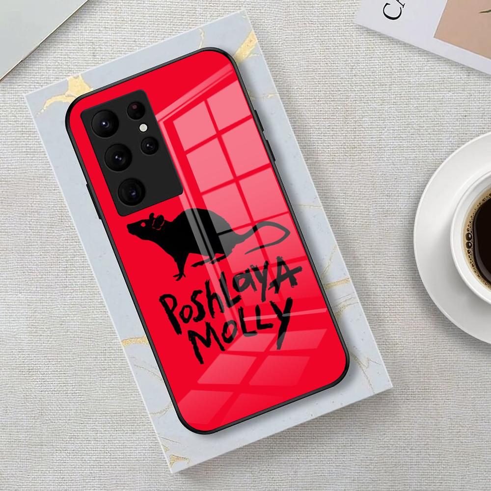 Чехол для телефона Poshlaya Molly Band для Samsung S26 S25 Edge Ultra 23 22 21 20 Ultra Plus S24 Fe Стеклянная крышка
