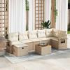 VidaXL Garden Lounge Set with Cushions 8 Pcs Beige Wicker, Outdoor Sofa Set, Corner Sofa Set 3325824