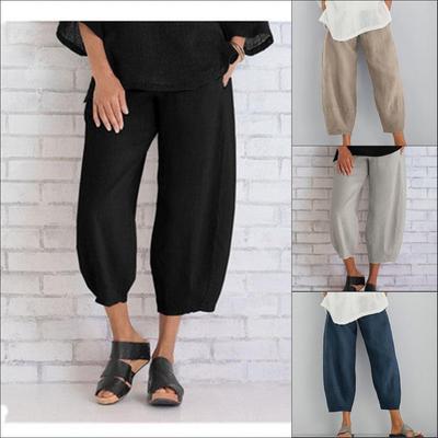 Новые минималистичные женские модные широкие однотонные повседневные брюки в повседневном стиле из хлопка на весну и лето