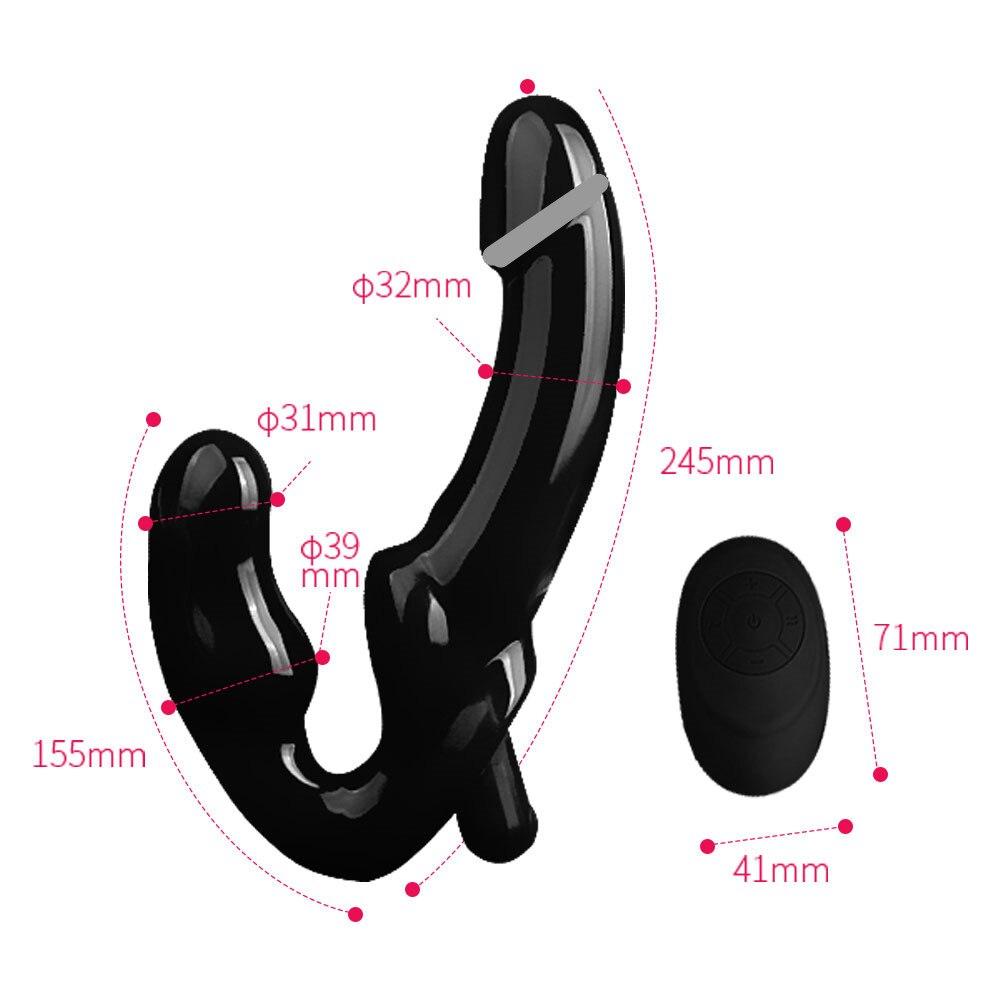 Страпон без бретелек, 10 скоростей, вибратор-дилдо, двойная вибрация, беспроводной дистанционный вибратор, стимуляция клитора, анальная пробка, секс-товары