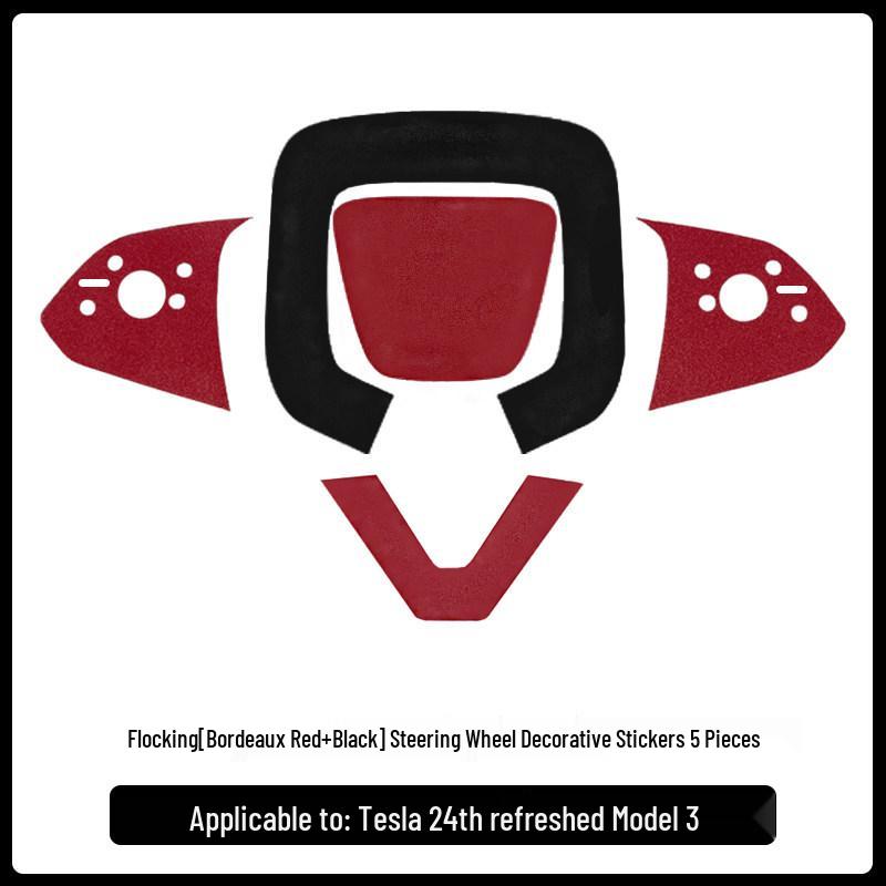 Suede Steering Wheel Cover & Button Stickers for Tesla Model Y/3