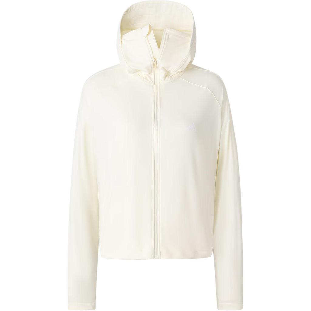 Adidas Трикотажная куртка UPF Cool Sensation Защита от солнца UPF50+ Быстросохнущая спортивная повседневная куртка с капюшоном Женская куртка цвета слоновой кости JP1770