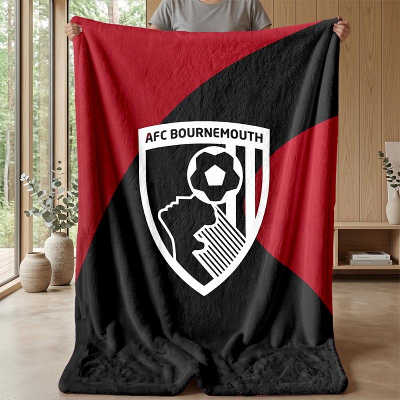 Bournemouth Football Print Flannel Blanket, Soft Warm Lightweight Throw Blanket for Sofa Bed Camping