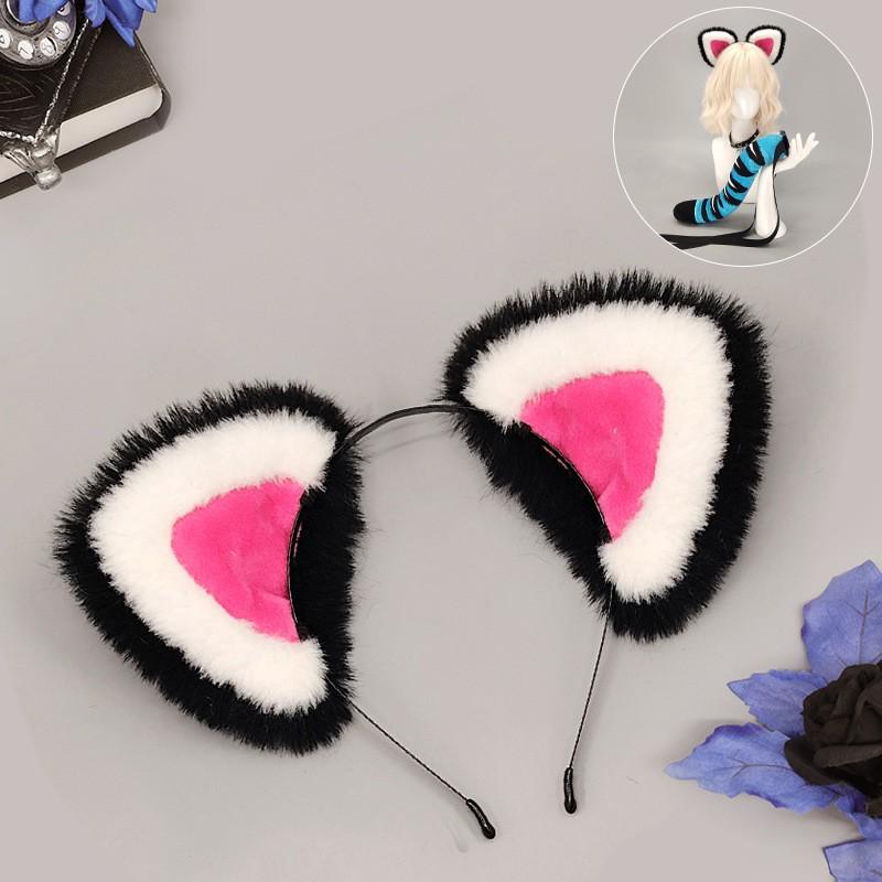 Kpop Cosplay Tiger Ears Headband Tail Set Plush Animal Costume Accessory Anime Convention Stage Performance