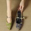 Woman Loafers Female Slippers Thin Heels Flock Luxury Slides Cover Toe Med New Designer Flat Fabric Fashion Elegant