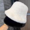 Женская шапка-ведро из искусственного меха, мягкая плюшевая однотонная зимняя теплая шапка-рыбак для осени и зимы