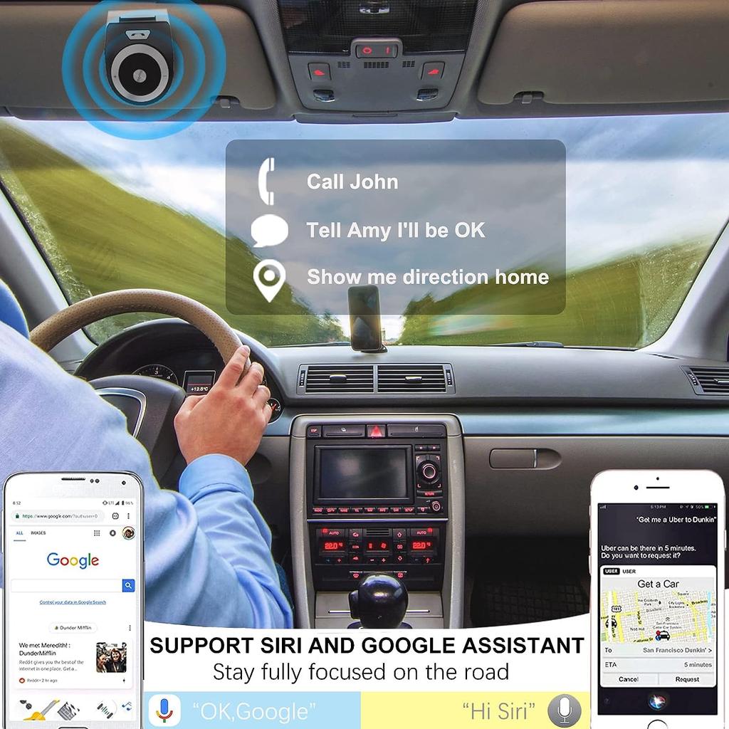 Комплект громкой связи Bluetooth, автомобильный комплект громкой связи, автоматическое включение, поддержка помощника Siri, встроенный микрофон и поддержка GPS, музыка