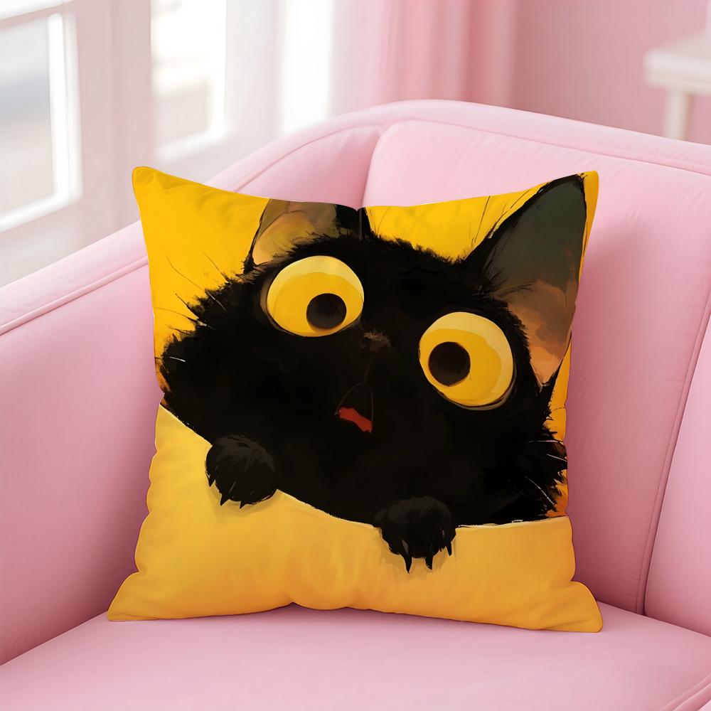 Creative Funny Meme Viral Art Shocked Cat Art Cushion Cover Pillow Case Soft Skin Friendly Fabric Concealed Zipper