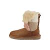 Classic Short Patchwork Fluff Lined Snow Boots Women Boots Chestnut-Brown 1098071-CHE