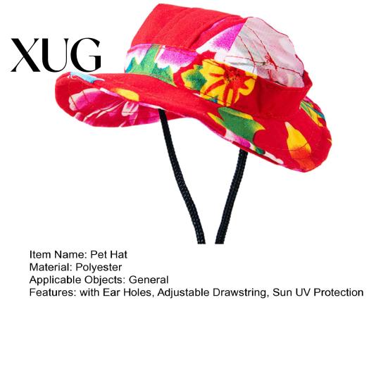 Dog Decorative Hat Pet Sun Breathable Small Dogs Cats Bucket with Ear Cartoon Holes Adjustable Drawstring UV Protection