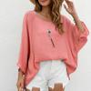 Spring and Autumn Women's Plus Size Shirt Round Neck Casual Loose Top