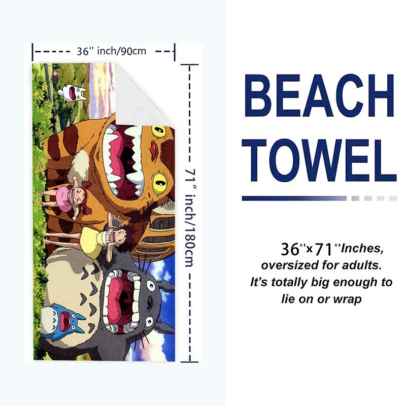Anime-Totoros Print Beach Towel, Large Soft Quick Dry Towel for Beach Camping Swimming