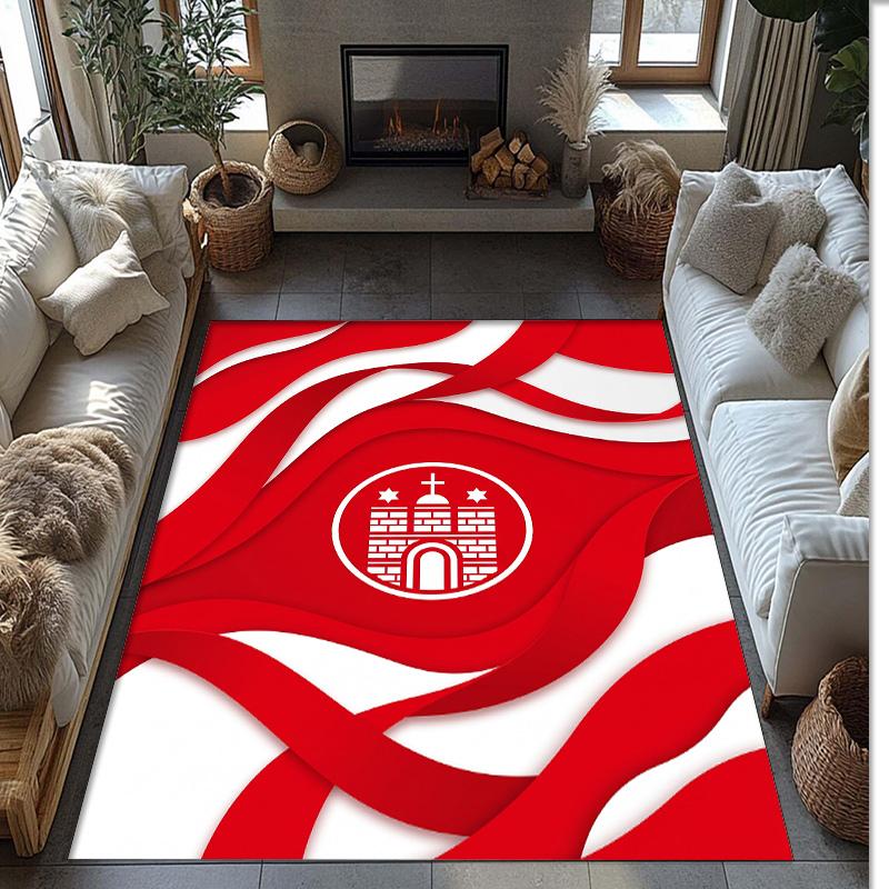 FC St. Pauli Football Print Crystal Velvet Rug, Comfortable Water Absorbent Non Slip Indoor Floor Carpet