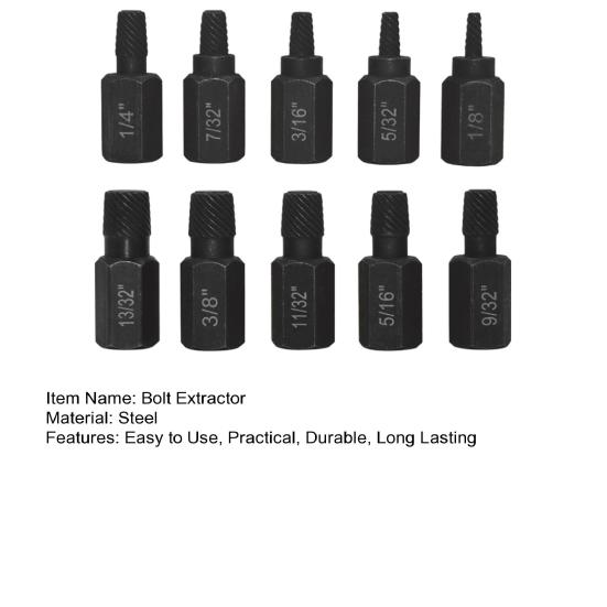 10 шт. набор для извлечения поврежденных болтов, высокая твердость, устойчивость к ржавчине, простые в использовании, прочные инструменты для извлечения болтов