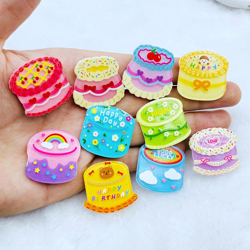 10 Новых Кавайных Мультяшных Тортов Серия Акриловые Плоские Поделки для DIY Скрапбукинг Центры для Заколок на Волосы Украшение A89