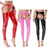 Women's Wetlook Leggings Leather Trousers Shiny Open Butt Trousers Tights Panty Trousers Long Pants Clubwear