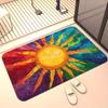 2D Flat Colorful Oil Painting Sun Rainbow Rays Abstract Art Flannel Area Rug Non Slip Vibrant Carpet For LivingRoom BedroomFloor