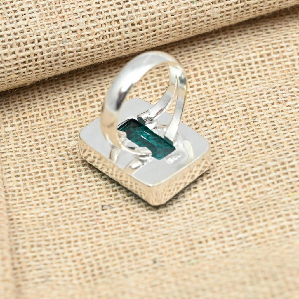 Faceted Blue Tourmaline Gemstone 925 Solid Silver Jewelry Handmade Ring All Size
