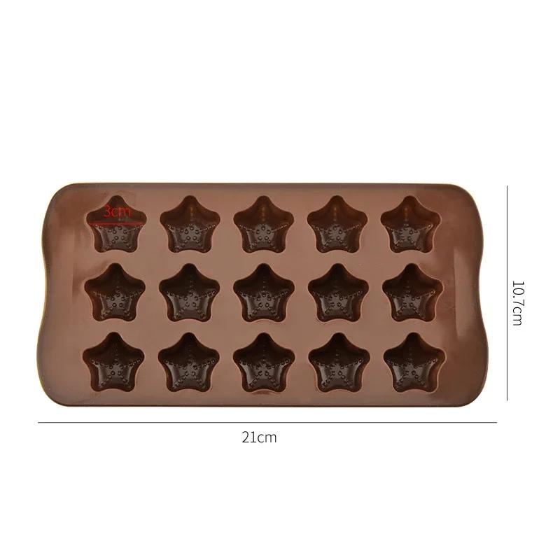 15-гнездная силиконовая форма для шоколада, антипригарная форма для желе, конфет, помадки, форма для льда в форме звезды, инструмент для самостоятельного украшения торта