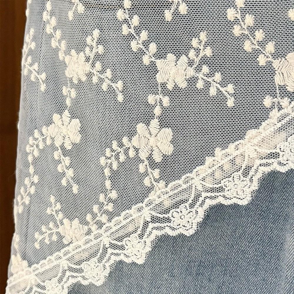 Fashion Flower Embroidery Lace Flower Hair Scarf Thin Cute Mini Lace Skirt Chic Style Bohemian Bandanas for Women
