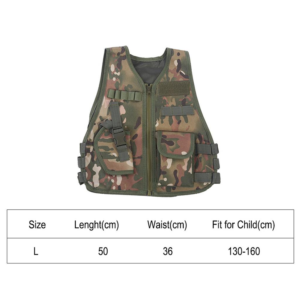 Детский камуфляжный жилет с несколькими карманами для боевой охоты на открытом воздухе(Камуфляж CP L)