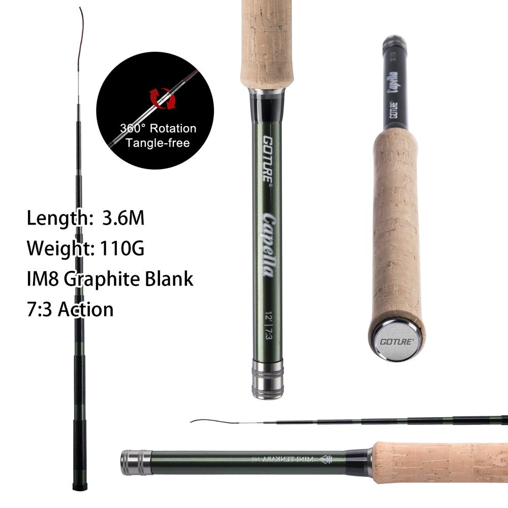 Goture Tenkara Fly Fishing Rod Combos 12FT Classical Portable Ultra Light IM8 Carbon Fiber Trout Rod with Fly Line Lure Set New