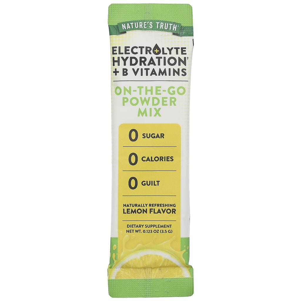 Nature'S Truth, Electrolyte Hydration + Vitamin B, Portable Powder Mix, Lemon, 10 Individual Stick Packs, 3.5G (0.123Oz) Each