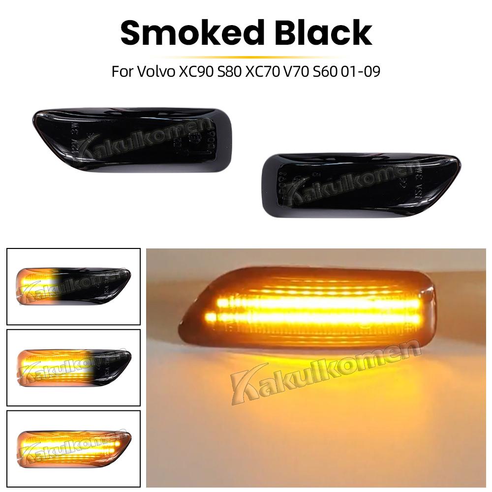 For Volvo XC90 S80 XC70 V70 S60 2001-2009 2Pcs LED Dynamic Turn Signal Light Side Marker Sequential Blinker Indicator Lamp