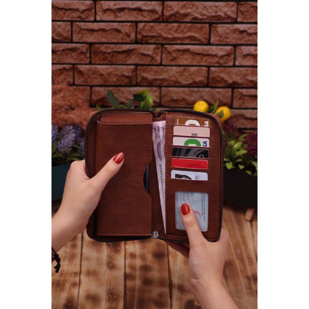 Unisex Leather Long Card Holder Wallet Portfolio With Phone Compartment