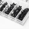 VOXILFE Miniature Screw Assortment Kit, 500 Black Screws, 18 Types of M1.2 / M1.4 / M2.0 Countersunk, Round, and Flat Head Screws for Watches, Eyeglas