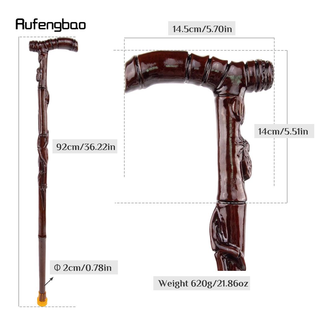 Brown Cicada Bamboo Wooden Single Joint Fashion Walking Stick Decorative Cospaly Cane Halloween Mace Crutch Wand Crosier 92cm