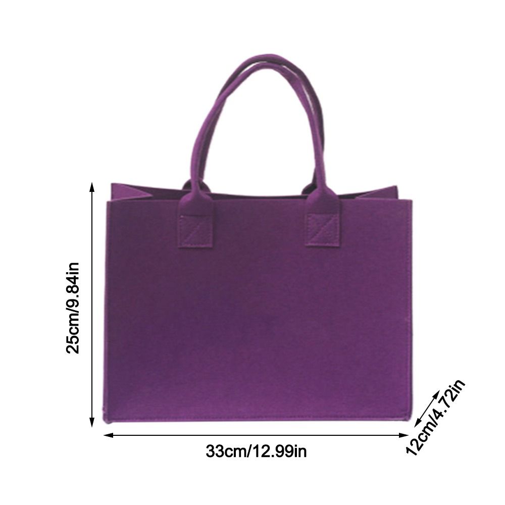 Casual Felt Shoulder Bag Large Capacity Solid Color Tote Bag Shopping Bag Woman Girls