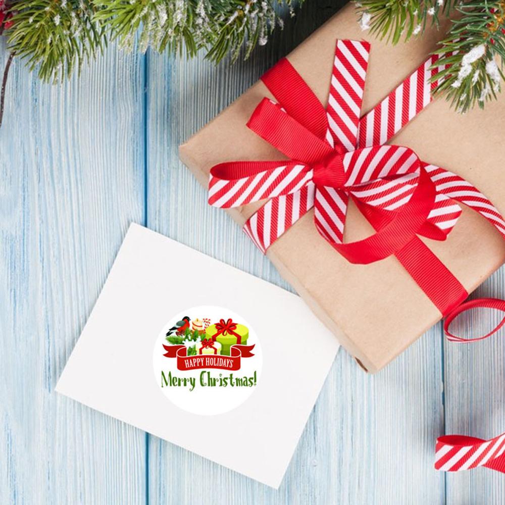 50-500pcs Merry Christmas Stickers 1 Inch Round Christmas Tags Stickers For Kids Gift Baking Package Envelope Stationery Decor