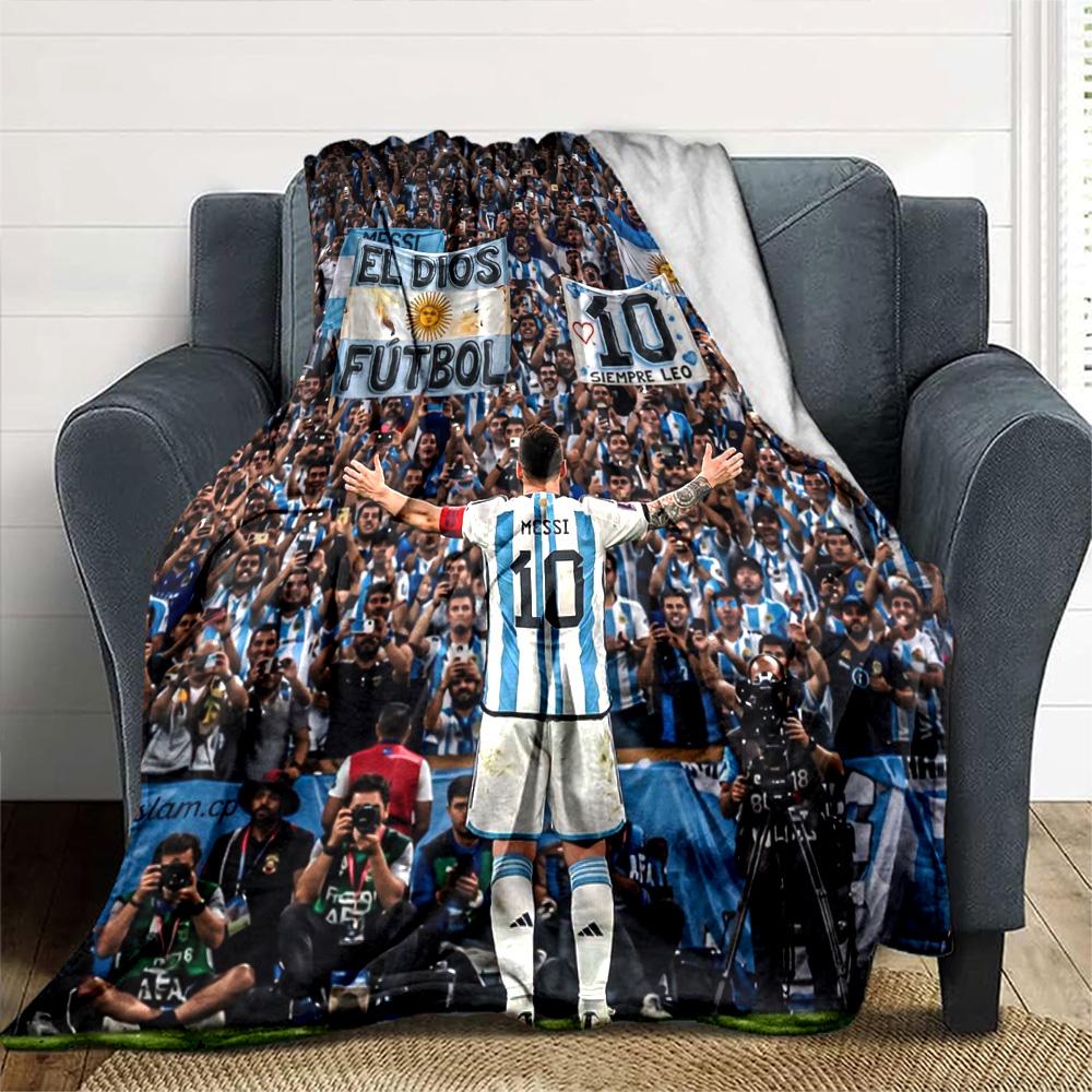 Football Messi Blanket Ultra-Soft Great for Office Chair Bed Couch Four Seasons Multipurpose Playful Design Gift for Travel Home Birthdays